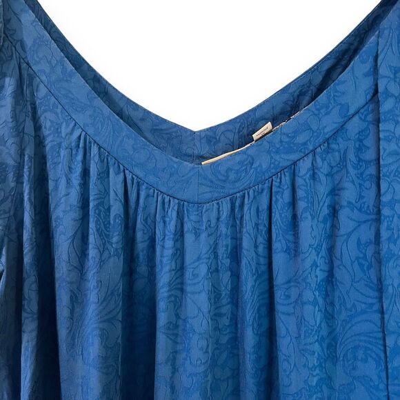 Anthropologie Holding Horses Leyton Open-Shoulder Swing Dress Size Medium Blue - Picture 10 of 11